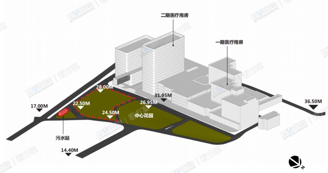 项目用地受既有建筑、场地制约，高差10米