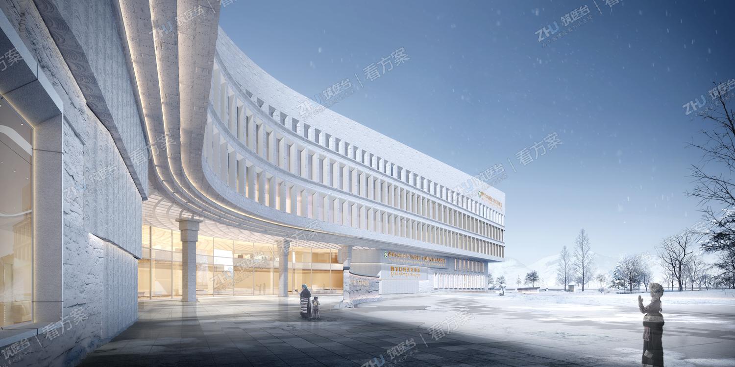 主广场南侧建筑局部透视 