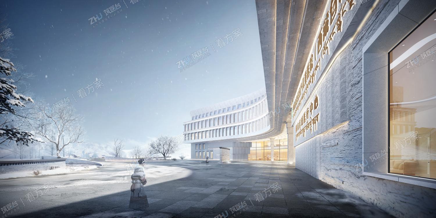 主广场北侧建筑局部透视