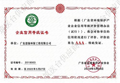 企业信用等级证书