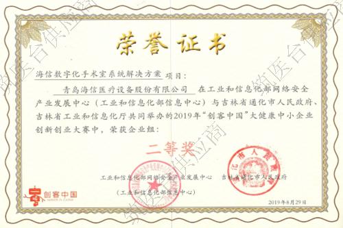 2019年“创客中国”创业大赛二等奖