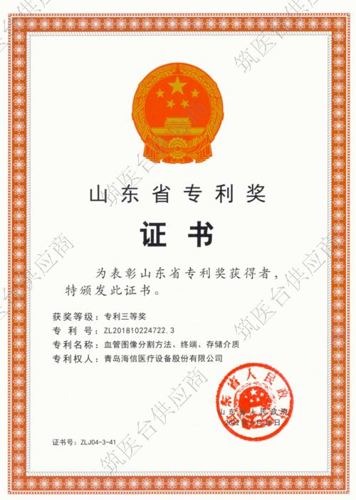 山东省专利奖证书