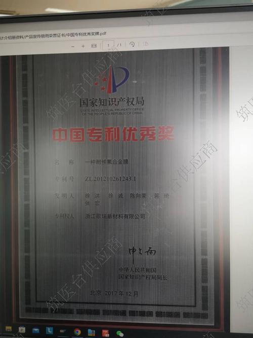 中国专利优秀奖