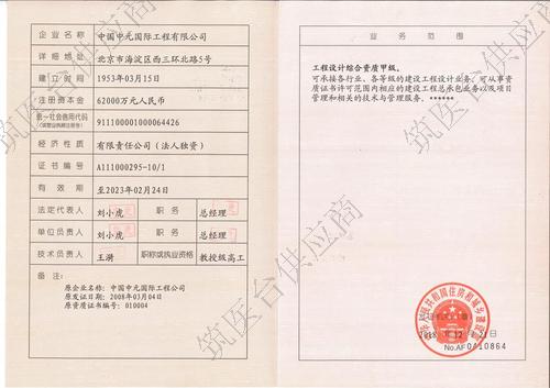 工程设计综合资质甲级