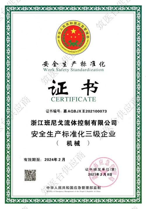 安全生产标准化证书-2021